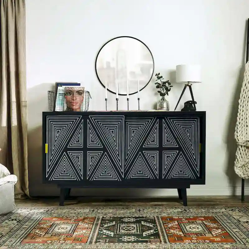 Buffet en bois massif de style Mid-Century Modern