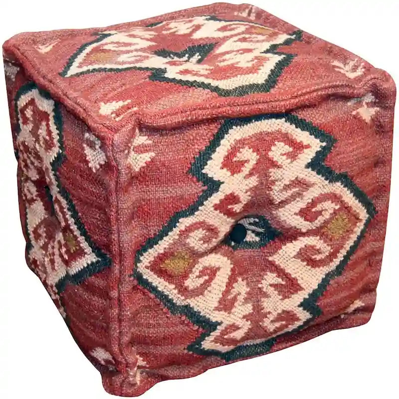 Pouf Kilim en Laine et Jute Fait Main