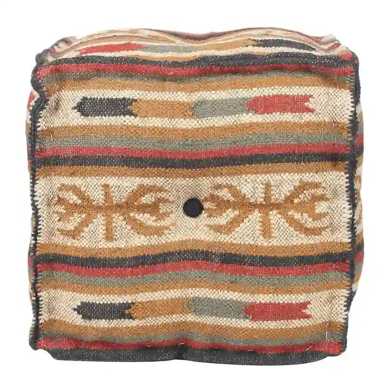 Pouf Kilim en Laine et Jute Fait Main