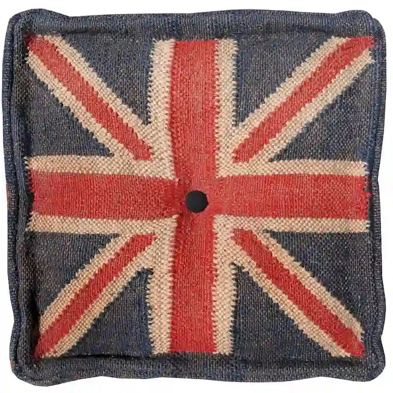 Pouf Kilim en Laine et Jute Fait Main