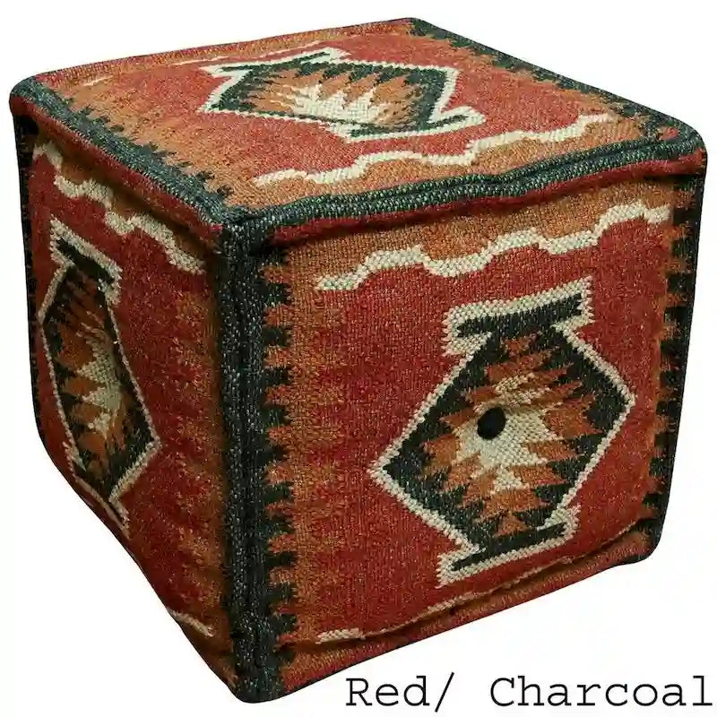 Pouf Kilim en Laine et Jute Fait Main