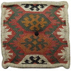 Pouf Kilim en Laine et Jute Fait Main
