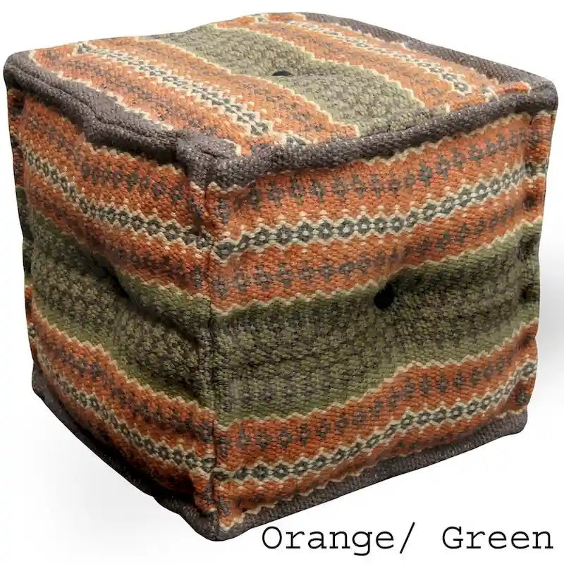 Pouf Kilim en Laine et Jute Fait Main