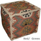 Pouf Kilim en Laine et Jute Fait Main