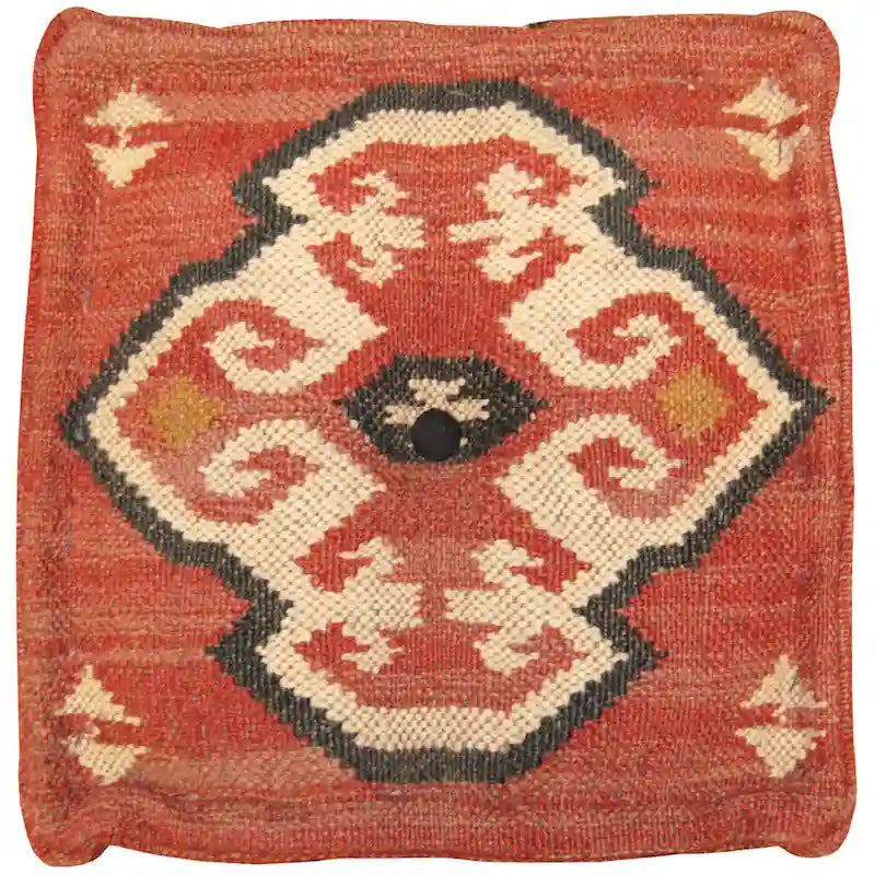Pouf Kilim en Laine et Jute Fait Main