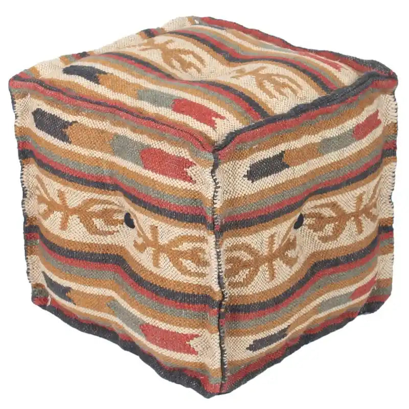 Pouf Kilim en Laine et Jute Fait Main