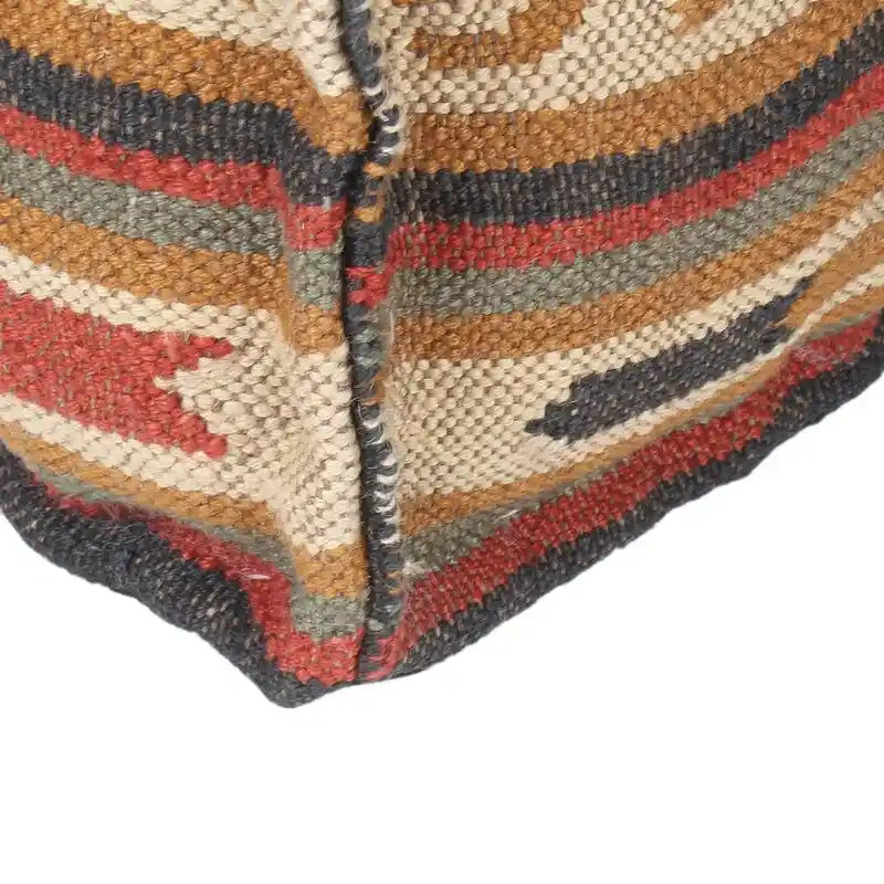 Pouf Kilim en Laine et Jute Fait Main