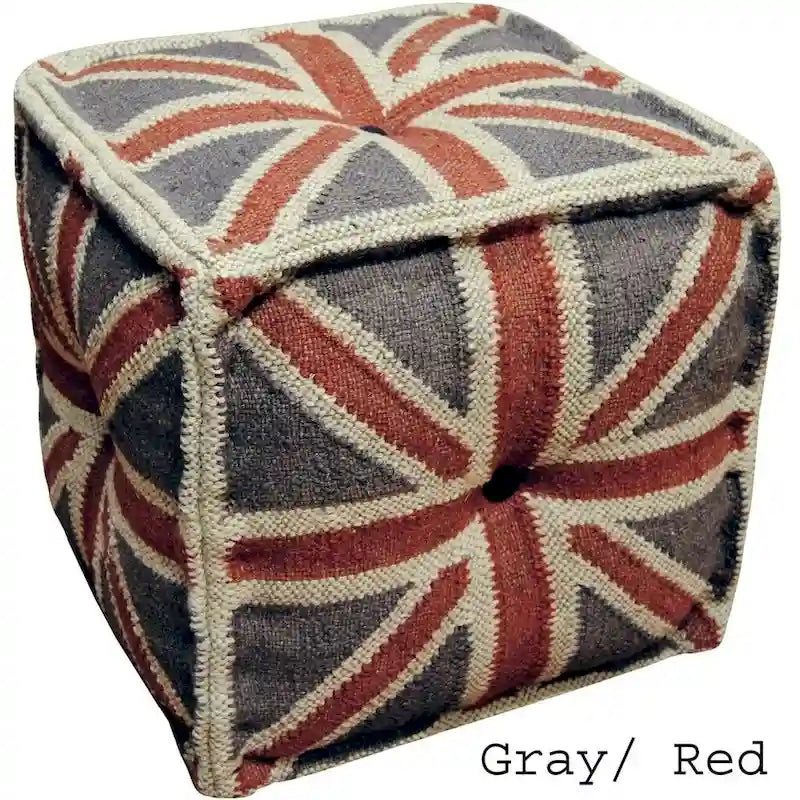 Pouf Kilim en Laine et Jute Fait Main