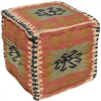 Pouf Kilim en Laine et Jute Fait Main