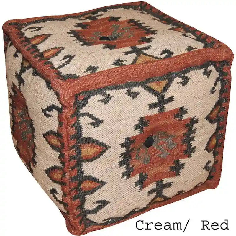 Pouf Kilim en Laine et Jute Fait Main