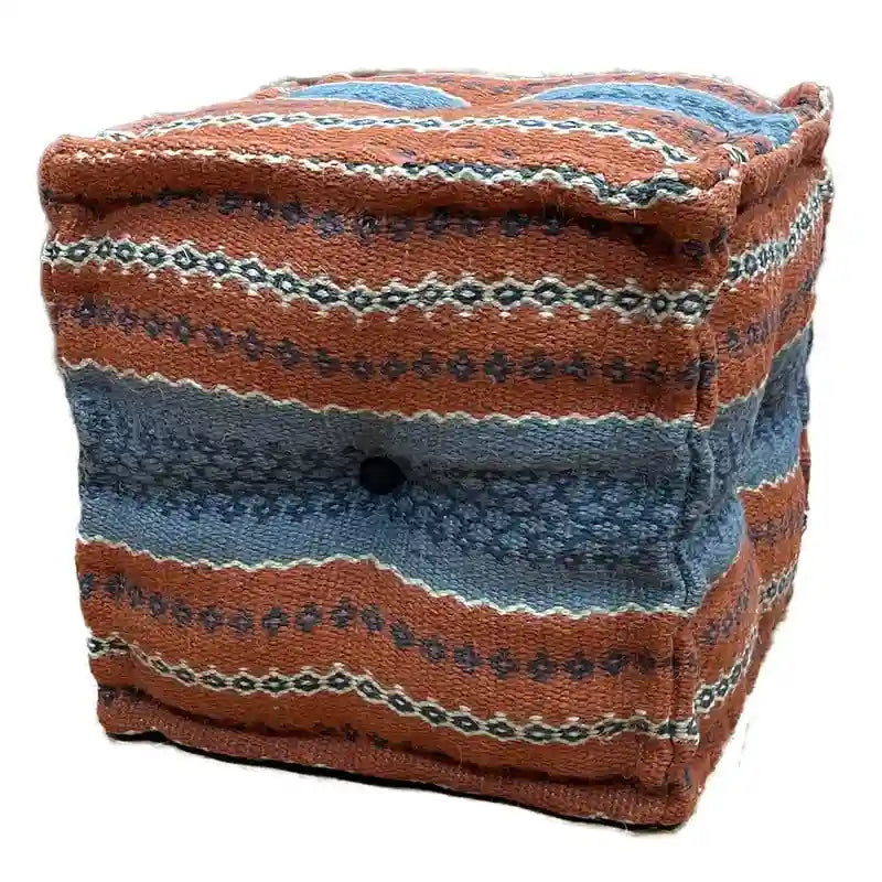 Pouf Kilim en Laine et Jute Fait Main