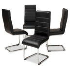 Chaise de salle à manger en similicuir, style milieu de siècle, lot de 4