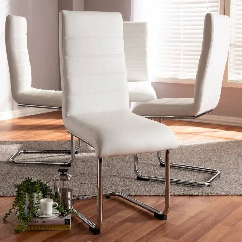 Chaise de salle à manger en similicuir, style milieu de siècle, lot de 4