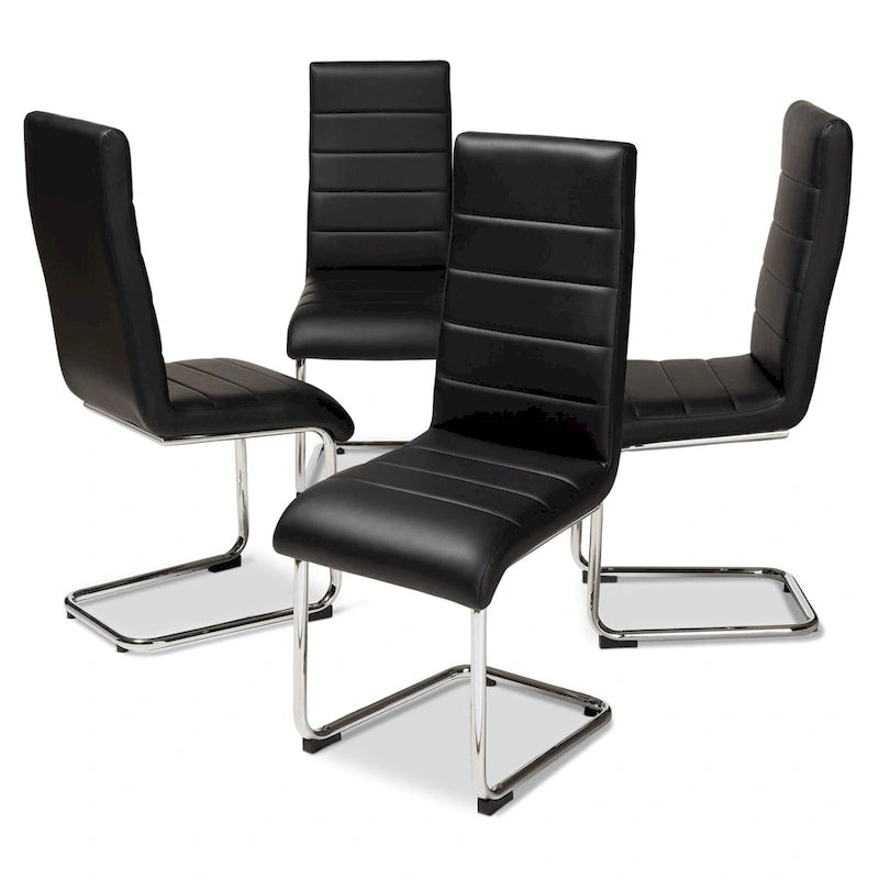 Chaise de salle à manger en similicuir, style milieu de siècle, lot de 4