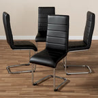 Chaise de salle à manger en similicuir, style milieu de siècle, lot de 4