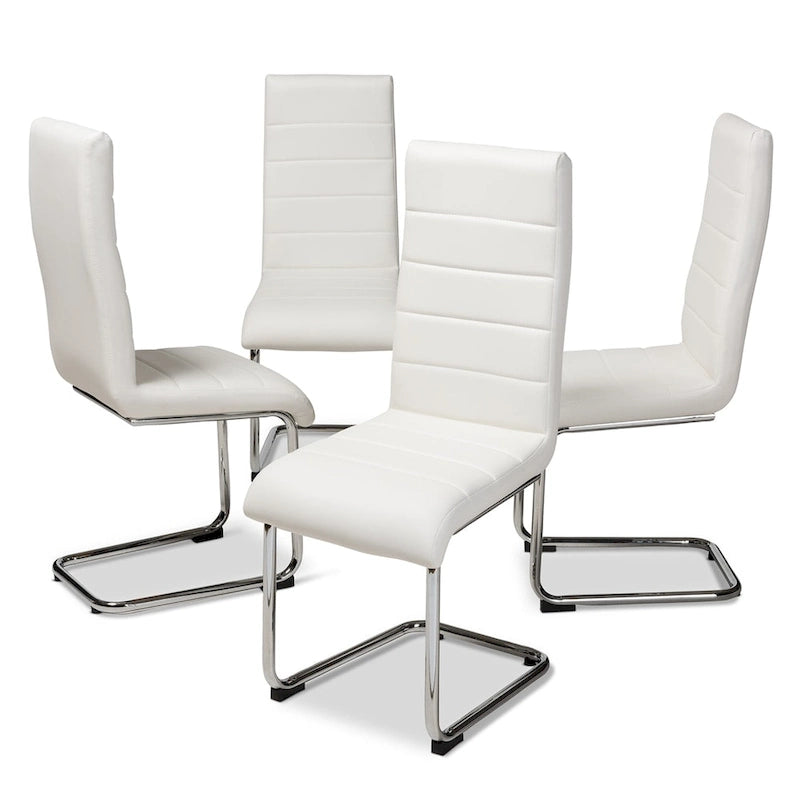 Chaise de salle à manger en similicuir, style milieu de siècle, lot de 4