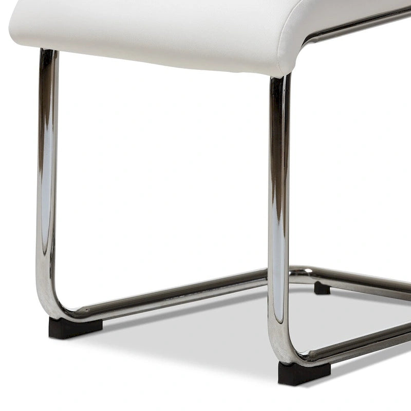 Chaise de salle à manger en similicuir, style milieu de siècle, lot de 4