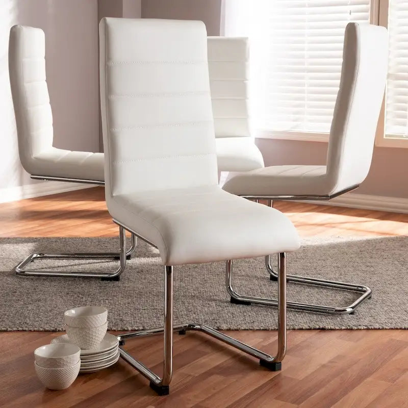 Chaise de salle à manger en similicuir, style milieu de siècle, lot de 4