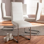 Chaise de salle à manger en similicuir, style milieu de siècle, lot de 4