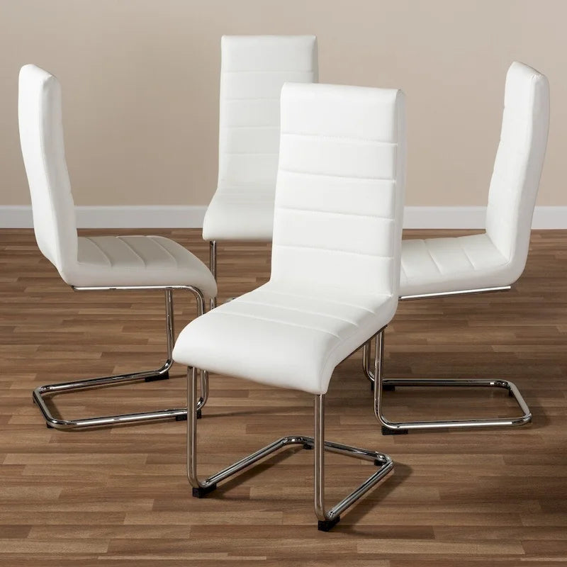 Chaise de salle à manger en similicuir, style milieu de siècle, lot de 4