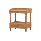 Table de chevet en chêne massif avec 2 tiroirs et étagères pour chambre à coucher