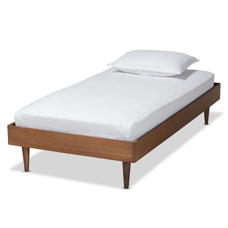 Cadre de lit plateforme en bois de style Mid-Century Modern – Fini Noyer Cendré