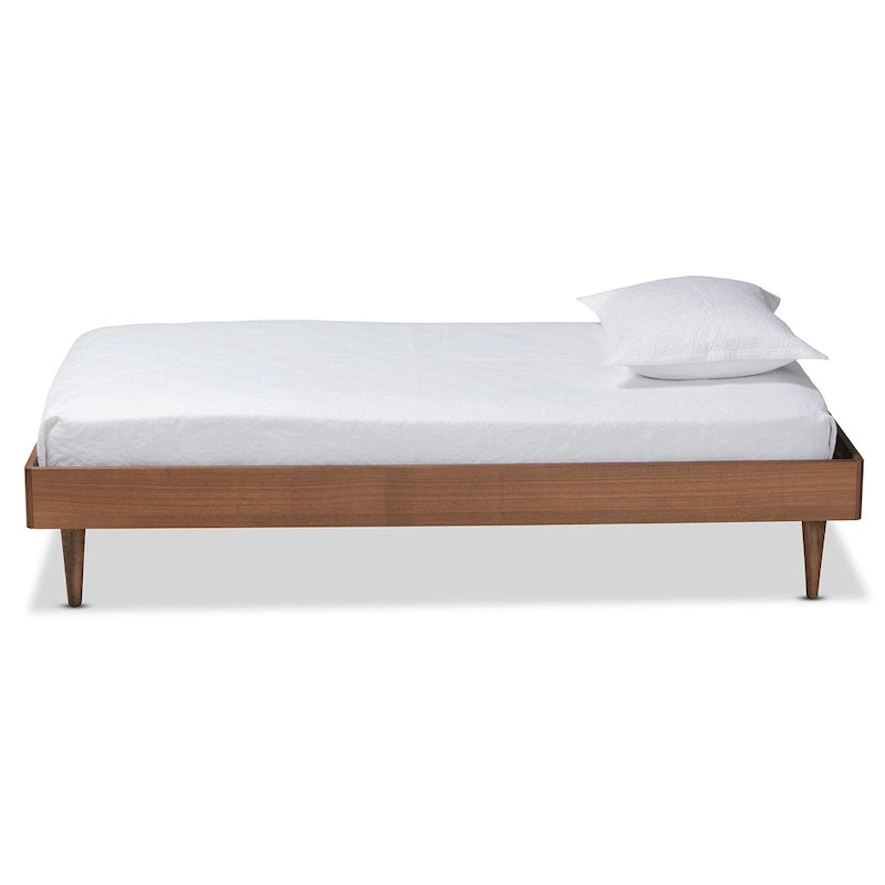 Cadre de lit plateforme en bois de style Mid-Century Modern – Fini Noyer Cendré