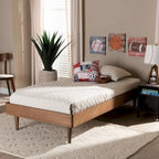 Cadre de lit plateforme en bois de style Mid-Century Modern – Fini Noyer Cendré