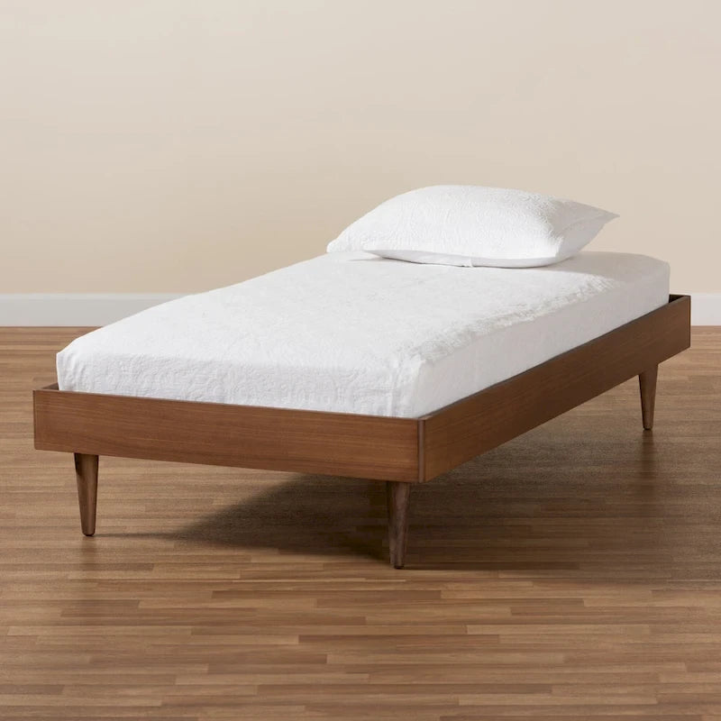 Cadre de lit plateforme en bois de style Mid-Century Modern – Fini Noyer Cendré