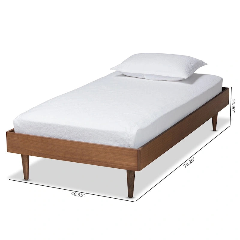 Cadre de lit plateforme en bois de style Mid-Century Modern – Fini Noyer Cendré
