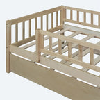 Lit de repos simple en bois avec lit gigogne et barrières de sécurité