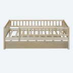 Lit de repos simple en bois avec lit gigogne et barrières de sécurité