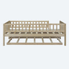Lit de repos simple en bois avec lit gigogne et barrières de sécurité