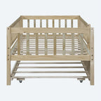 Lit de repos simple en bois avec lit gigogne et barrières de sécurité
