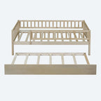 Lit de repos simple en bois avec lit gigogne et barrières de sécurité