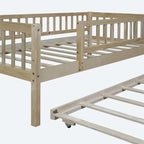 Lit de repos simple en bois avec lit gigogne et barrières de sécurité
