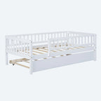 Lit de repos simple en bois avec lit gigogne et barrières de sécurité