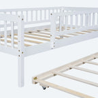 Lit de repos simple en bois avec lit gigogne et barrières de sécurité