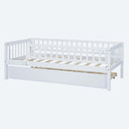 Lit de repos simple en bois avec lit gigogne et barrières de sécurité