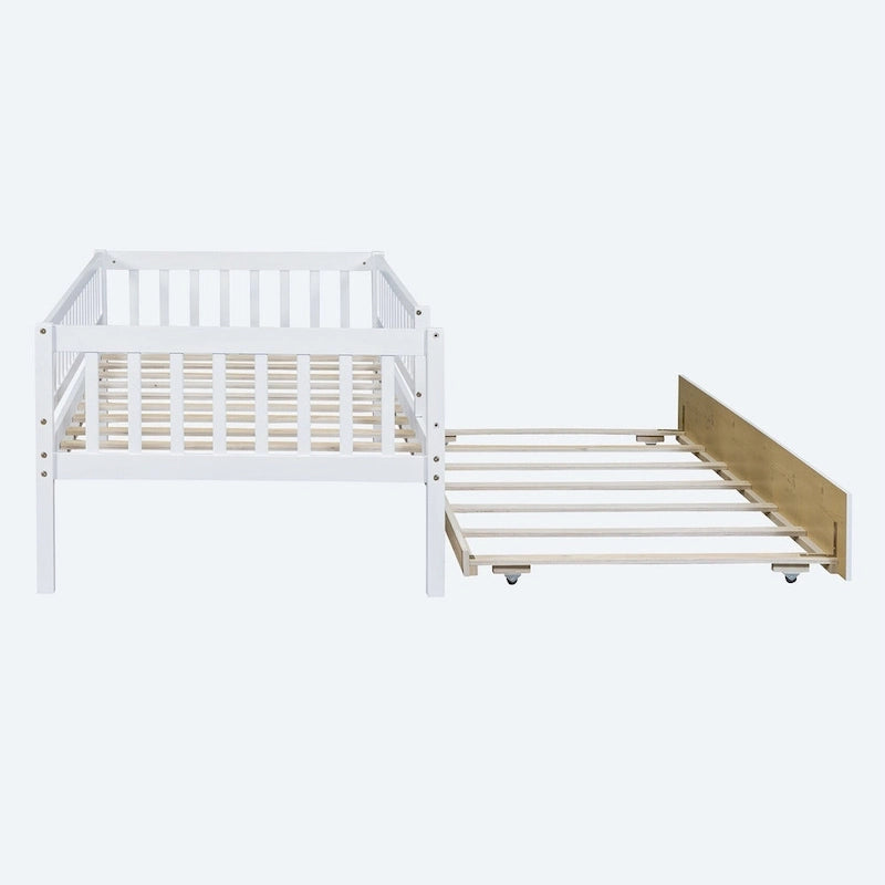 Lit de repos simple en bois avec lit gigogne et barrières de sécurité
