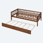 Lit de repos simple en bois avec lit gigogne et barrières de sécurité