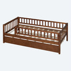 Lit de repos simple en bois avec lit gigogne et barrières de sécurité