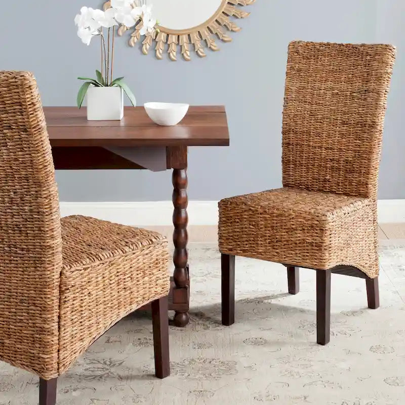 Chaise de salle à manger aspect rotin tressé, ensemble de 2 - 46 x 59 x 103 cm