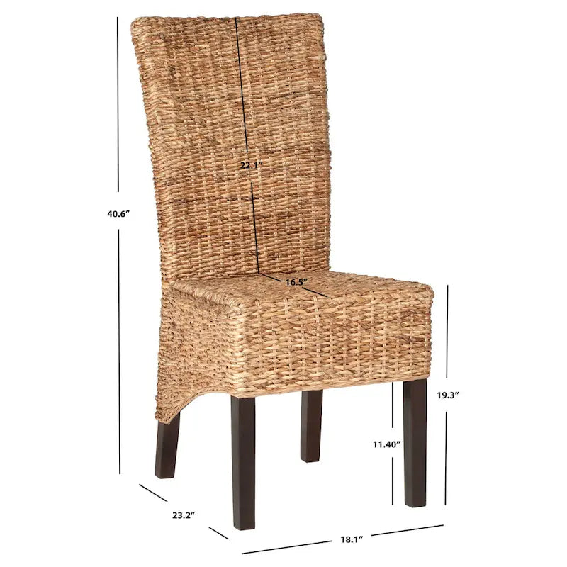 Chaise de salle à manger aspect rotin tressé, ensemble de 2 - 46 x 59 x 103 cm