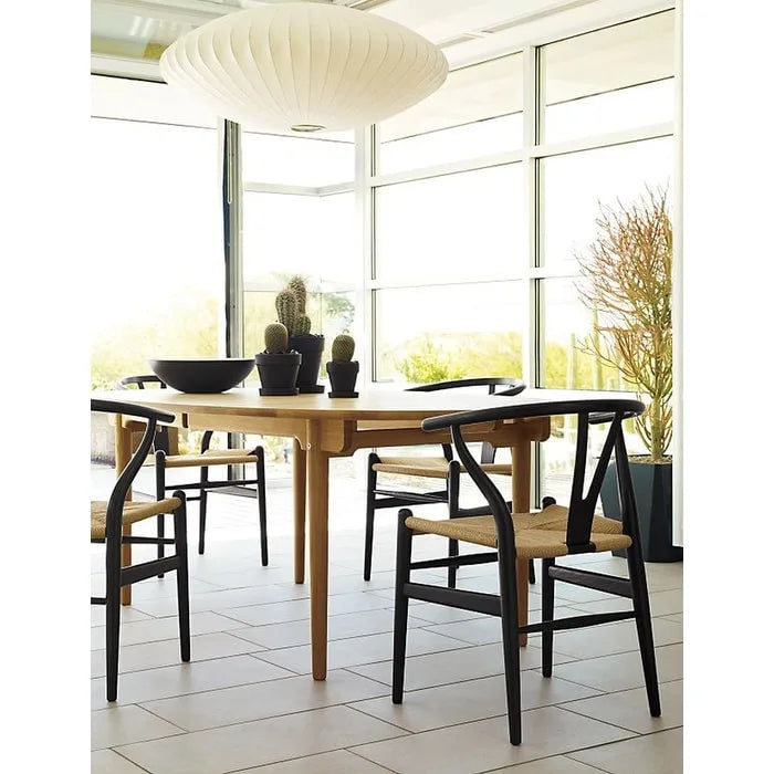 Ensemble de 2 chaises de salle à manger en bois avec accoudoirs en Y et assises en corde tressée