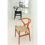 Ensemble de 2 chaises de salle à manger en bois avec accoudoirs en Y et assises en corde tressée