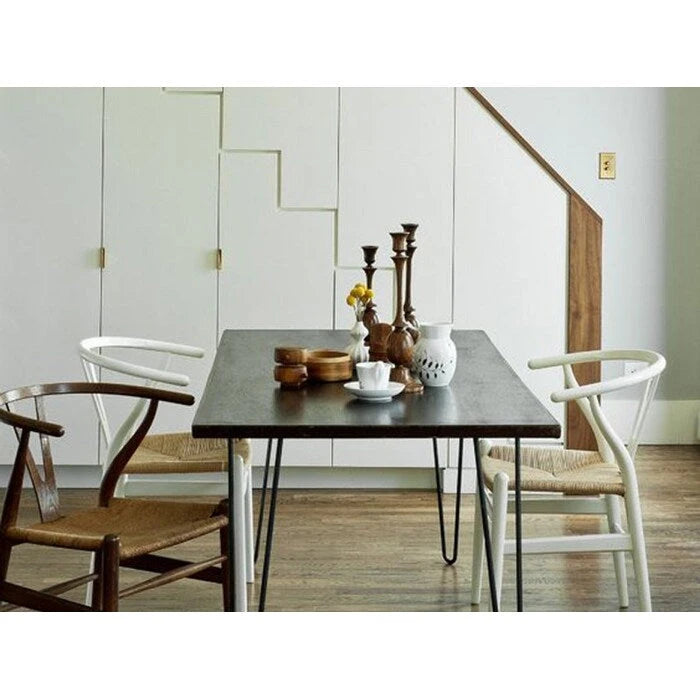 Ensemble de 2 chaises de salle à manger en bois avec accoudoirs en Y et assises en corde tressée