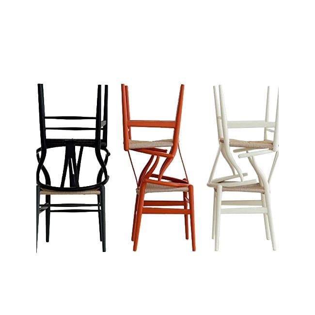Ensemble de 2 chaises de salle à manger en bois avec accoudoirs en Y et assises en corde tressée