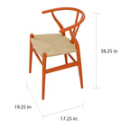 Ensemble de 2 chaises de salle à manger en bois avec accoudoirs en Y et assises en corde tressée