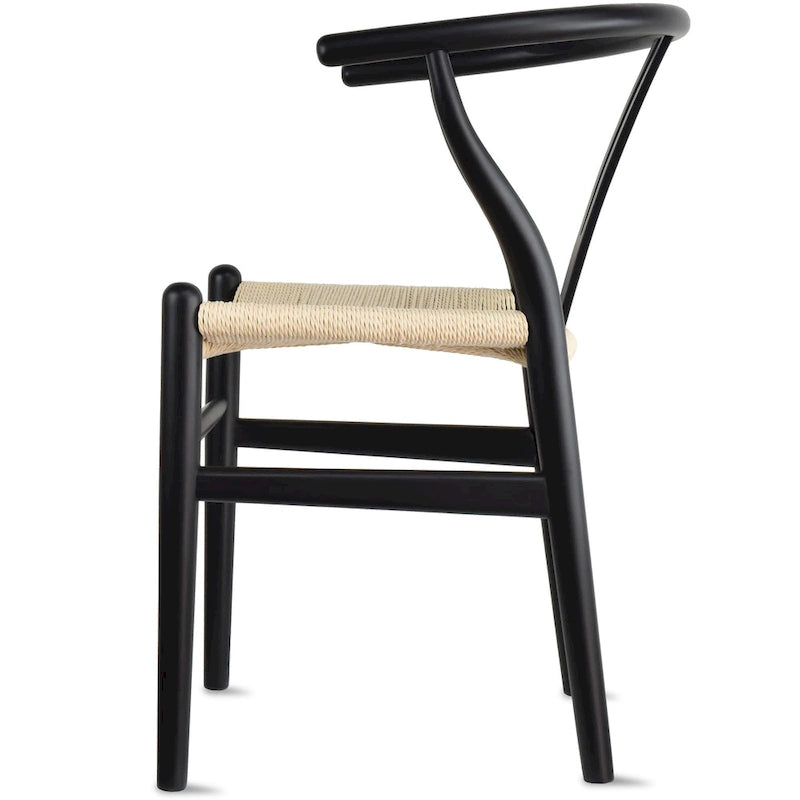 Ensemble de 2 chaises de salle à manger en bois avec accoudoirs en Y et assises en corde tressée